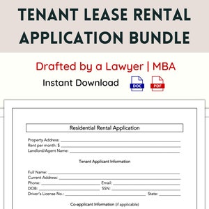 Tenant Lease Application with Tenant Acceptance and Rejection Letters | Landlord Tenant Screening Bundle for Residential Rental