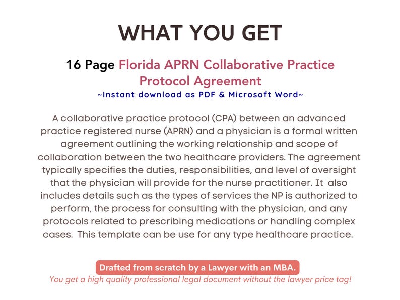 Aprn Protocol Example Florida APRN Collaborative Practice Agreement FL Collaborative Protocol ...