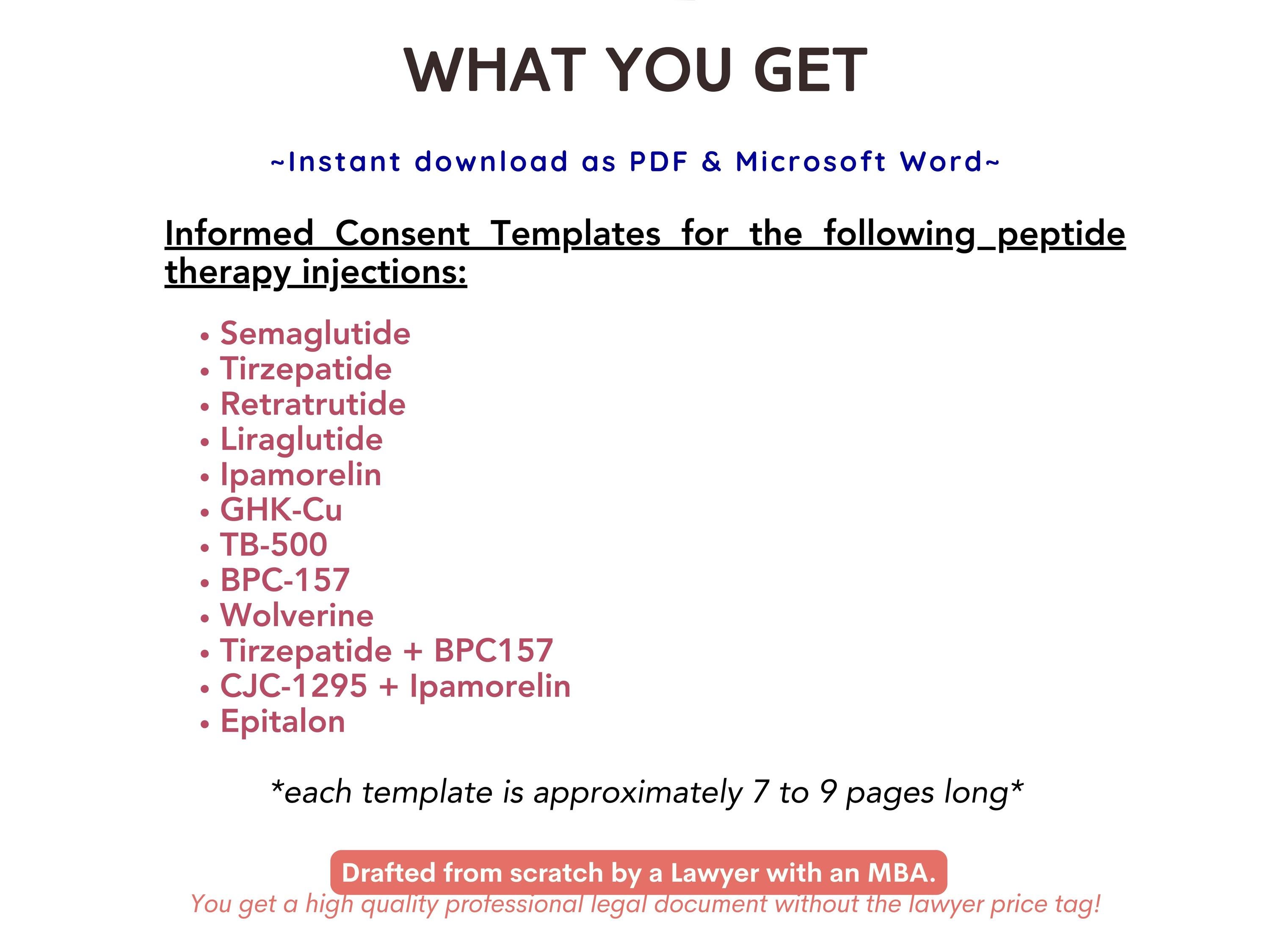 bpc 157 injektion kaufen Anti-Peptide-Therapy-Zustimmungsformen Semaglutide Tirzepatide BPC-157  Retatrutide Liraglutide CJC-1295 Ipamorelin GHK-Cu  Peptitid-Injektionsaufnahme