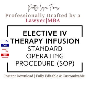 IV Therapy Protocol Infusion Clinic SOP IV Drip Policy Procedure Intravenous Clinic Standard Operating Procedure Iv Hydration Business Forms