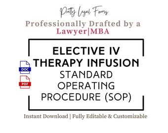 IV Therapy SOP Protocol Template for IV Hydration Business | Policies and Procedures for iv Drip Clinic
