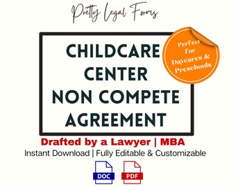 Daycare Non Compete Agreement Preschool Noncompete Agreement Child Care Employee Non-Compete Contract Template Pre-K Teacher Non Compete