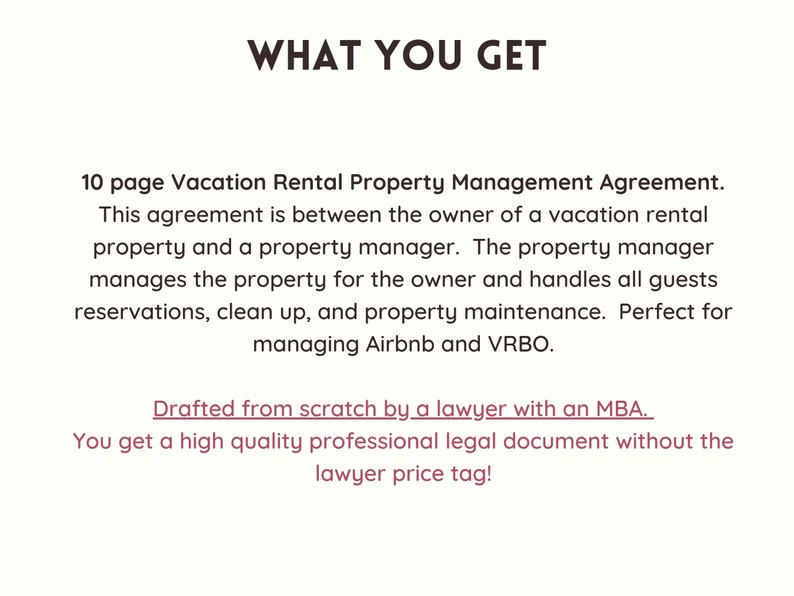 Airbnb Property Manager Contract Template Short Term Rental Property