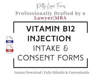 Vitamin B12-Einnahme und Zustimmung B12-Injektionszustimmungsvorlage B12-Schussaufnahme-Bundle-Injektionsverzichtform-Injektionsvorlage