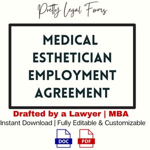 Medical Esthetician Employment Agreement Contract Template Aesthetician Employee Med Spa Hiring Form Laser Esthetician Employment Contract