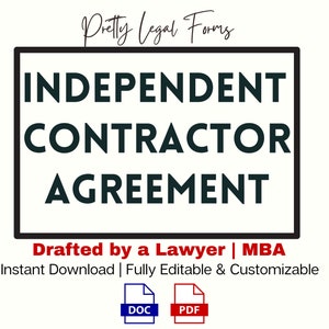 Modello di contratto di contratto di lavoro autonomo, contratto di lavoro di assunzione 1099, modulo legale stampabile con download digitale immediato