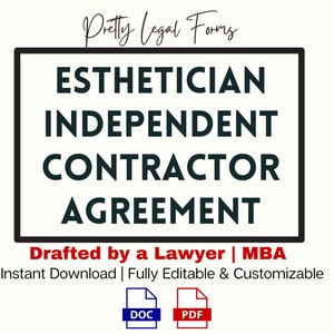 Esthetician Independent Contractor Agreement 1099 Esthetician Contract Template, Aesthetician 1099 Hiring Agreement, Salon Form for Spa