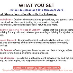 Virtual Fitness Legal Forms Bundle Online Fitness Coach Waiver Informed ...