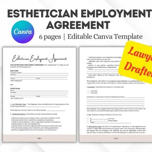 Kosmetikerin Arbeitsvertrag CANVA Vorlage Bearbeitbar Kosmetikerin Mitarbeiter Vertragsvorlage Kosmetikerin Form Ofen Entwurf Anpassbar