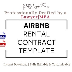 Airbnb Rental Contract Template, Airbnb Contract, Airbnb Lease Agreement, Vacation Rental Agreement, Landlord Forms, Airbnb Host Forms VRBO