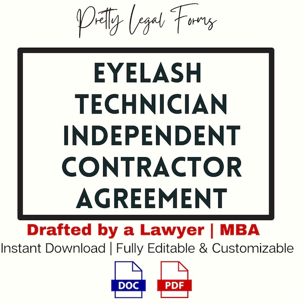 Eyelash Technician Independent Contractor Agreement 1099 Lash Artist Contract Template IC Agreement Lash Technician 1099 Lash Extension Form