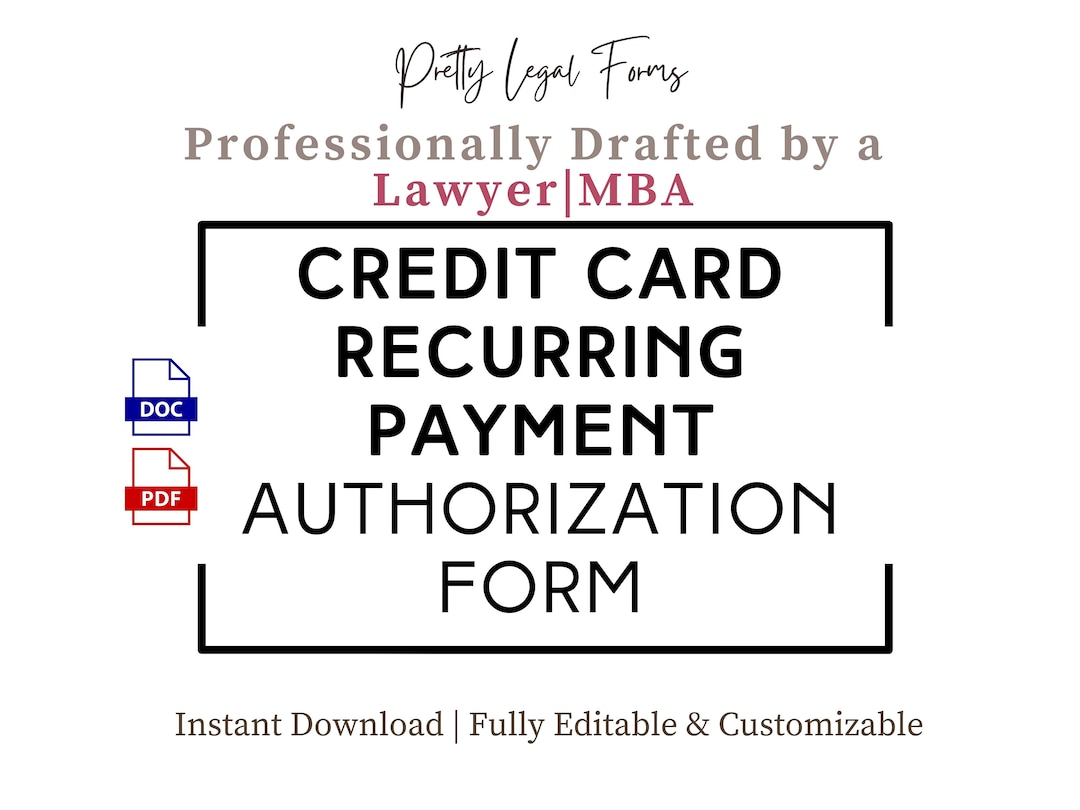 Credit Card Authorization Form Recurring Payments Automatic Payment ...