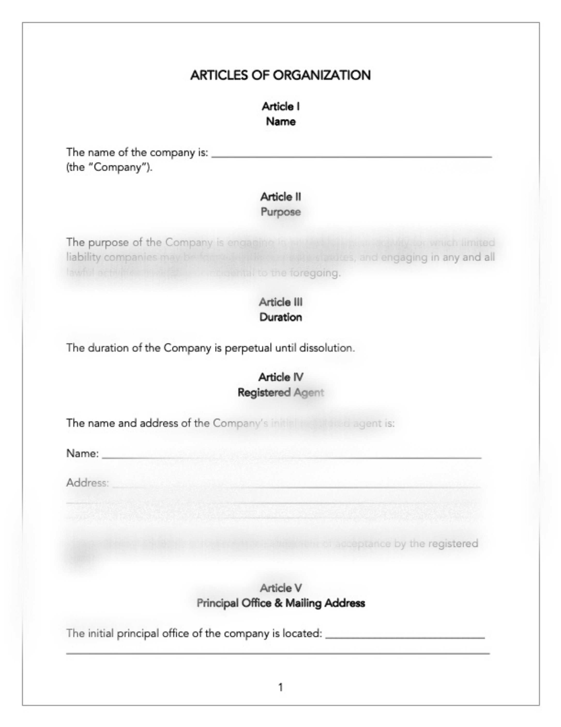 LLC Articles of Organization Template, Limited Liability Company LLC Articles of Organization Template, Limited Liability Company