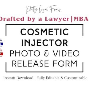 Cosmetische Injector Foto Video Release, Verpleegkundige Injector Sjabloon, Med Spa Foto Release Formulier, Esthetische Verpleegkundige Patiënt Video Release Sjabloon