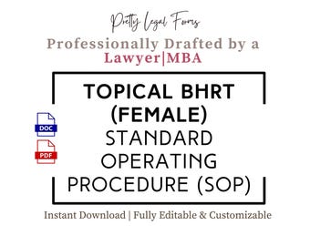 Weibliche aktuelle BHRT SOP-Vorlage | Hormontherapie-Richtlinien-Protoll (Digitaler Download)