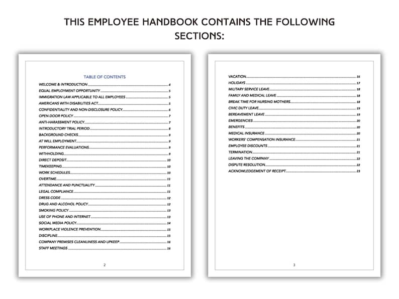 Employee Handbook Template Basic Employee Manual New Employee ...