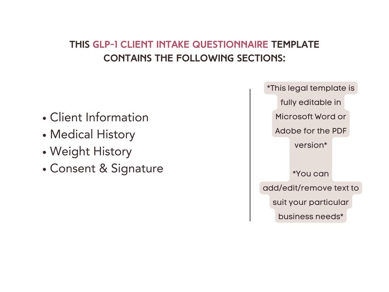 GLP-1 Weight Loss Client Medical History Intake Questionnaire ...