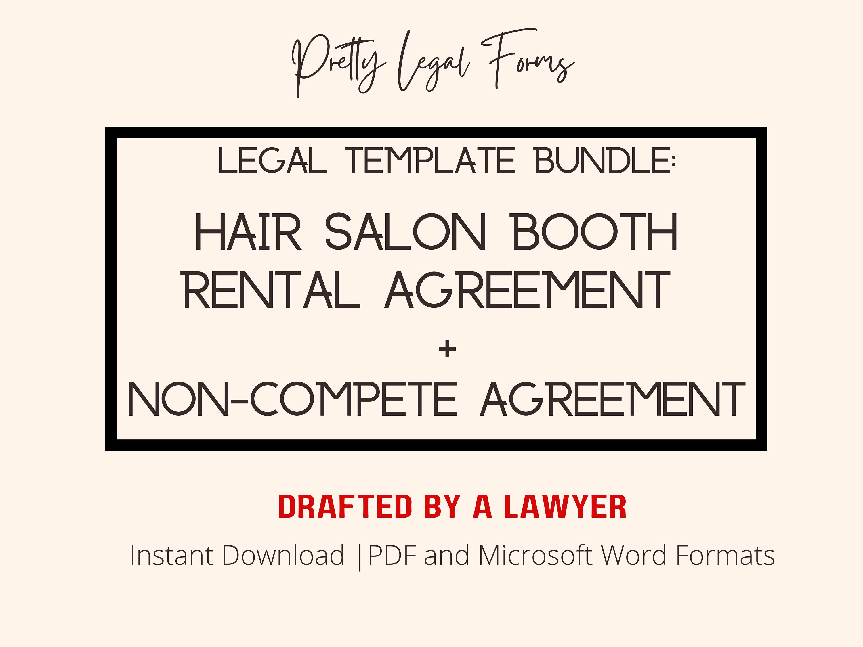 Hair Salon Booth Rental Agreement LEGAL TEMPLATE BUNDLE