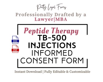 TB-500 Einverständniserklärung Anti-Peptidtherapie Einverständnisklärungs-Vorlage TB-500 Injektions-Intake Forms Medizinische Spa-Vorlage Wellness-Klinik-Peptide