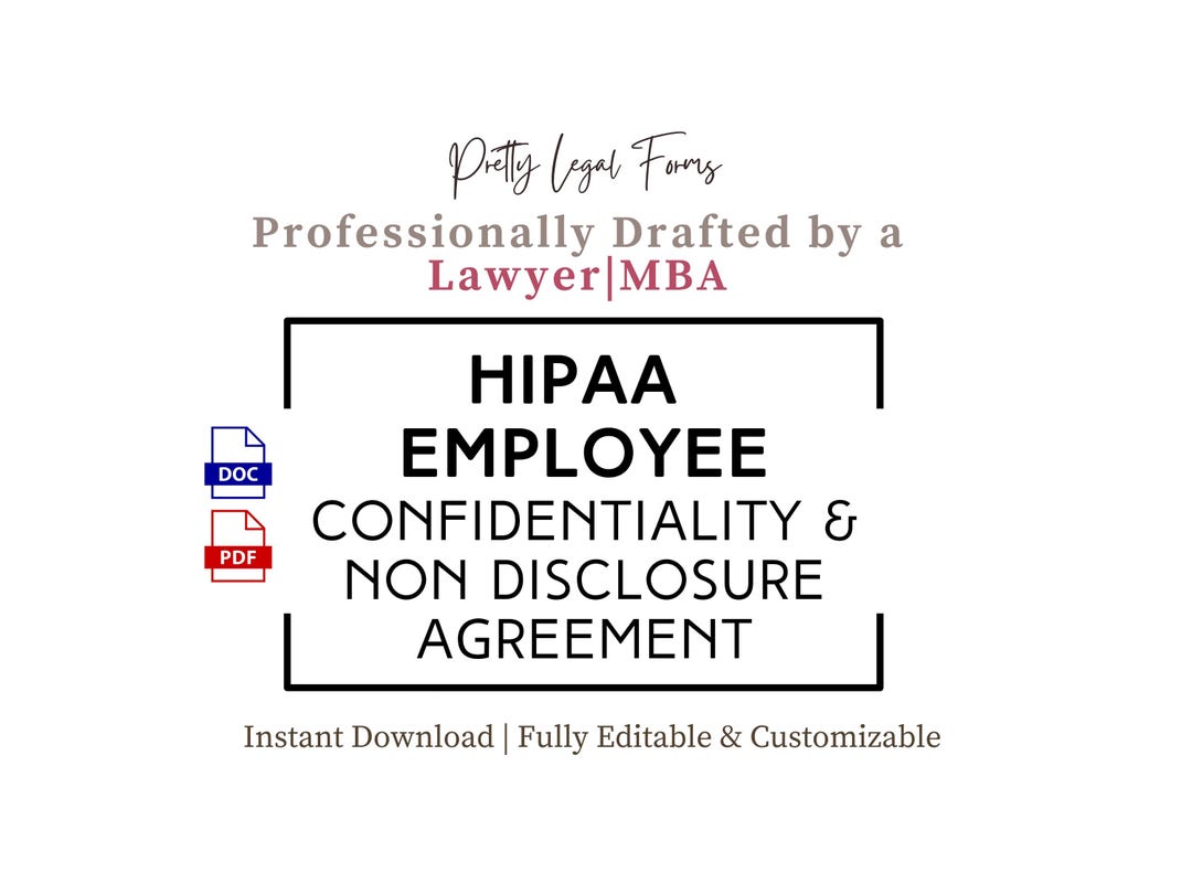 HIPAA Confidentiality Non Disclosure Agreement for Healthcare Employees