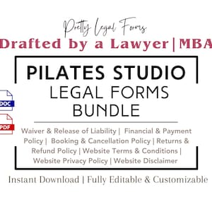 Pilates Studio Legal Forms Bundles Pilates Business Legal Templates Pilates Client Policies Pilates Waiver Intake Forms Gym Membership Forms