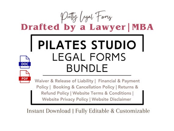 Pilates Studio Legal Forms Bundles Pilates Business Legal Templates Pilates Client Policies Pilates Waiver Intake Forms Gym Membership Forms