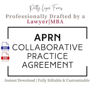 APRN Collaborative Practice Agreement Nurse Practitioner Collaborating Physician Contract Template NP Medical Director Forms