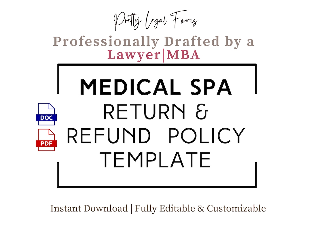 Medical Spa Return Policy, Med Spa Refund Policy, Medical Spa Template