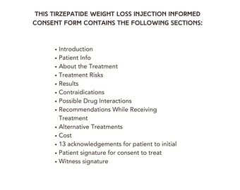 Tirzepatide Consent Form Weight Loss Injection Intake Fat Loss Shots GLP-1 Informed  Consent Template Mounjaro Forms Medical Spa Template - Etsy