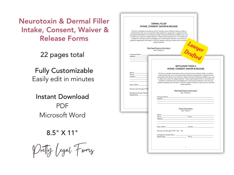 Botox and Filler Intake Forms Bundle, Neurotoxin Consent Nurse Injector ...