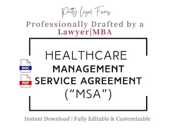 Healthcare Management Service Agreement Template (PDF & Word)