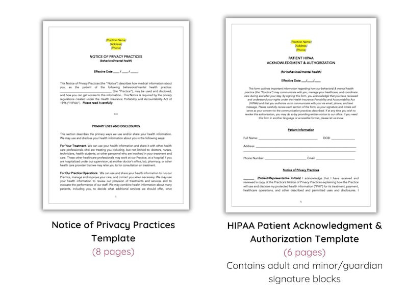 Behavioral Health Forms Bundle Mental Health Private Practice Policies ...