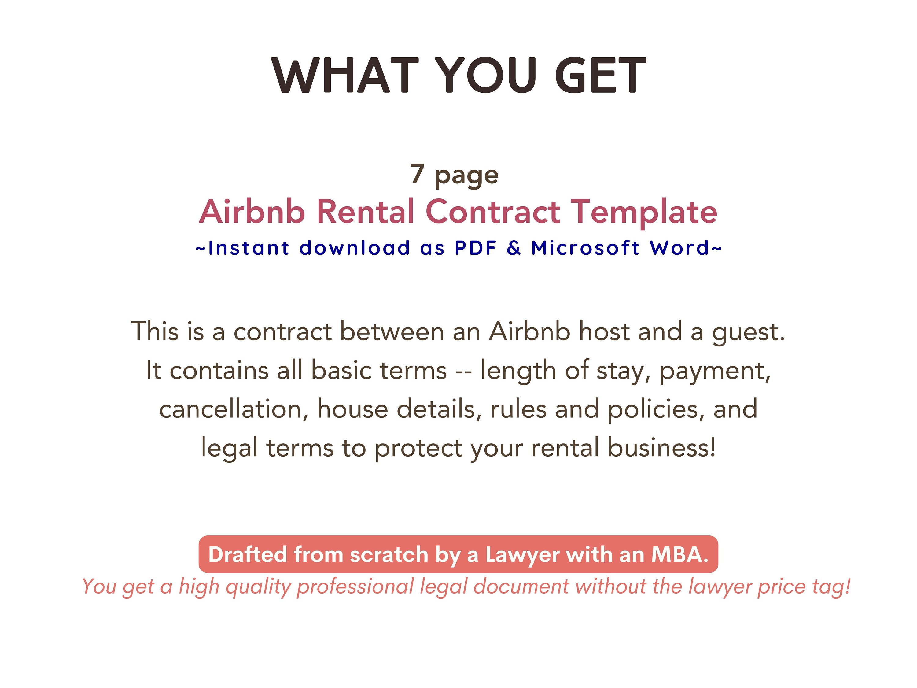 Airbnb Rental Contract Template, Airbnb Contract, Airbnb Lease ...