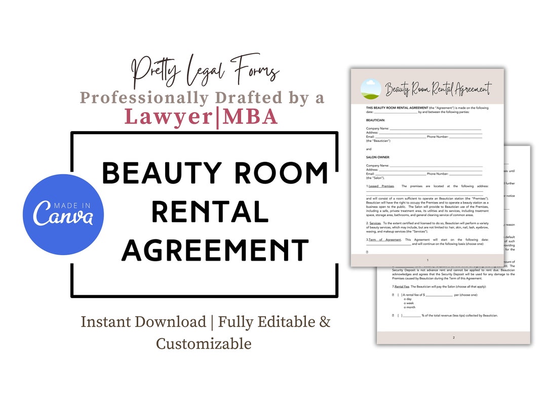 Beauty Room Rental Contract Canva Template Salon Suite Lease Salon Beauty Room Rental Contract Canva Template Salon Suite Lease Salon