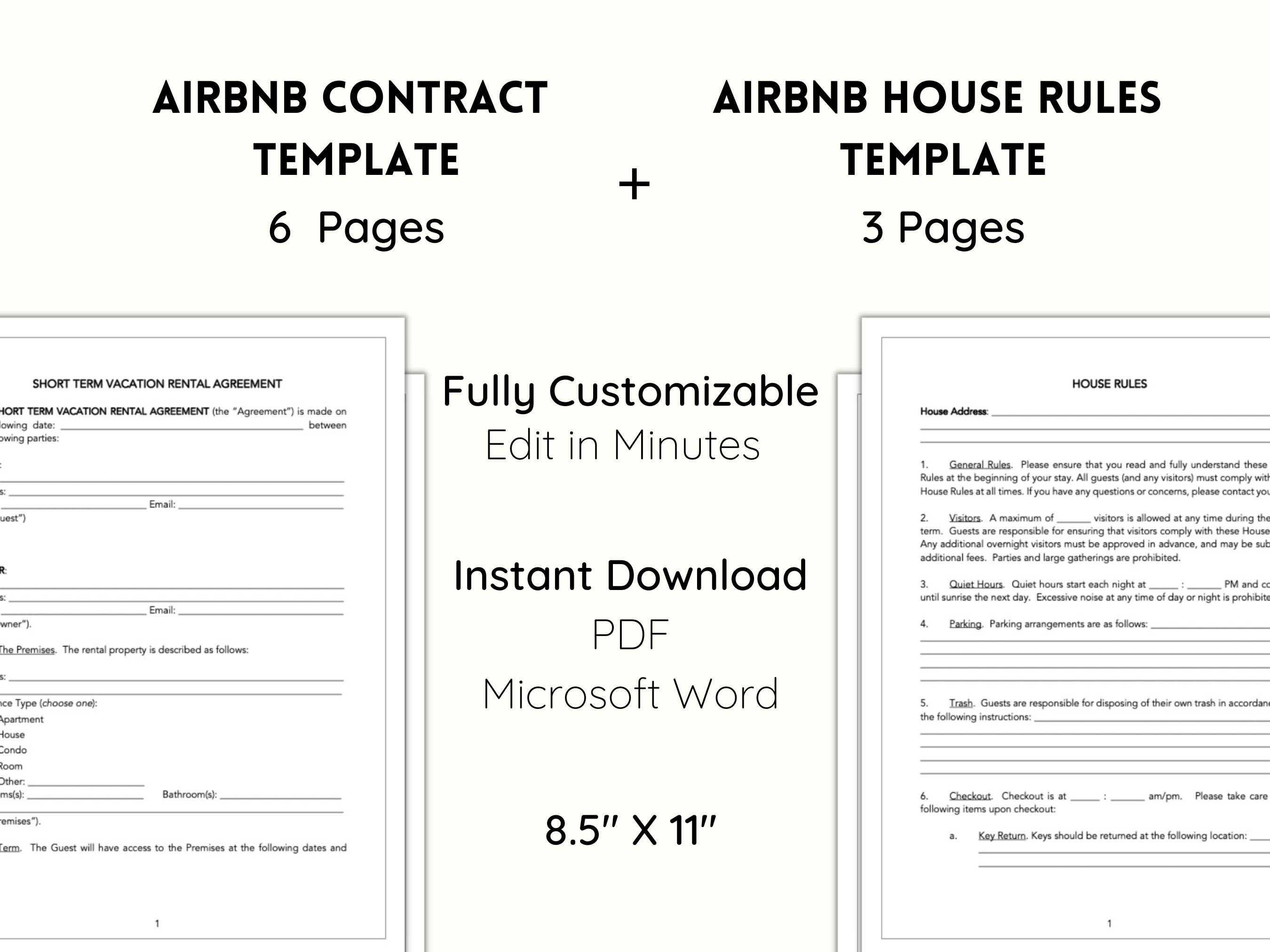Airbnb Bundle Contract Template and House Rules Airbnb Templates Airbnb ...