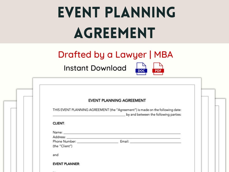 Event Planner Contract Template, Event Planning Agreement, Wedding ...