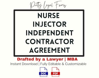 Nurse Injector Independent Contractor Agreement 1099 Aesthetic Nurse Contract Template, Nurse Cosmetic Injector 1099 Contract Med Spa Form
