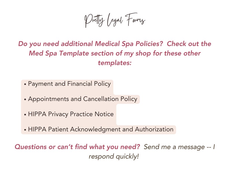 Medical Spa Return Policy, Med Spa Refund Policy, Medical Spa Template ...