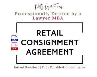 Modèle de contrat de consignation Contrat de consignation de produit de vente au détail Formulaires de magasin de dépôt-vente Commission de dépôt-vente Conditions de consignation