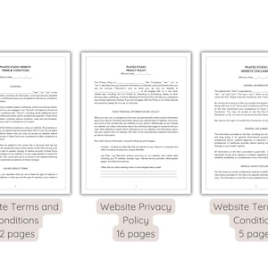 Puede incluir: Tres documentos titulados "T&eacute;rminos y condiciones del sitio web", "Pol&iacute;tica de privacidad del sitio web" y "Descargo de responsabilidad del sitio web". Los dos primeros documentos tienen 12 y 5 p&aacute;ginas, respectivamente. El documento central tiene 16 p&aacute;ginas.