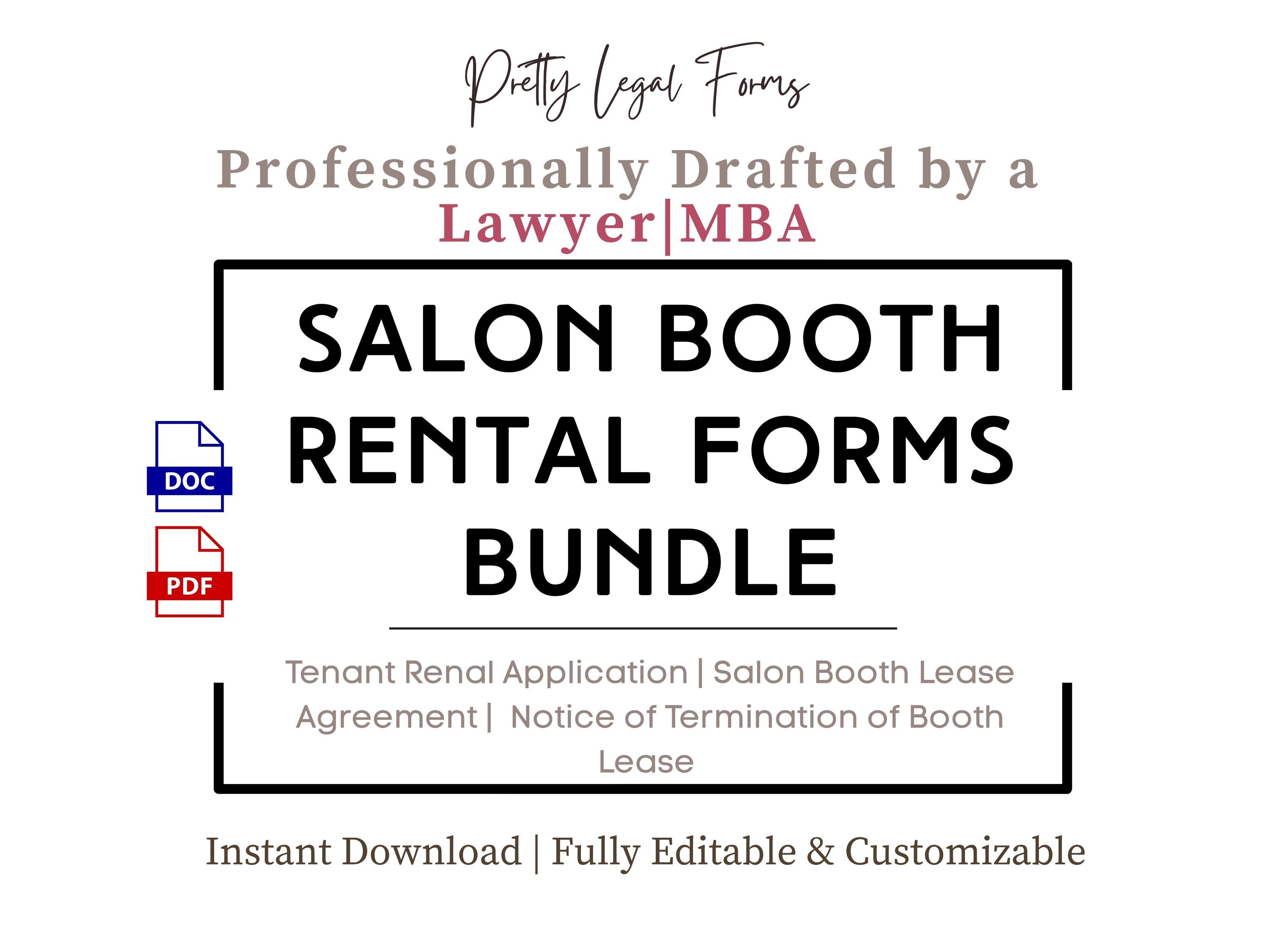 Salon Booth Lease Forms Bundle Salon Suite Tenant Application Salon ...