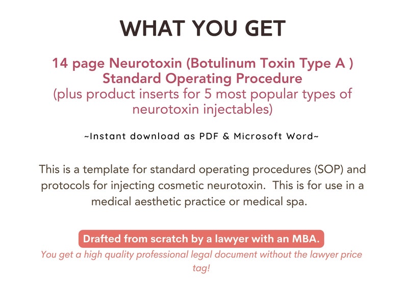 Neurotoxin SOP Botox Policy Procedure Medical Spa Protocols Botulinum ...