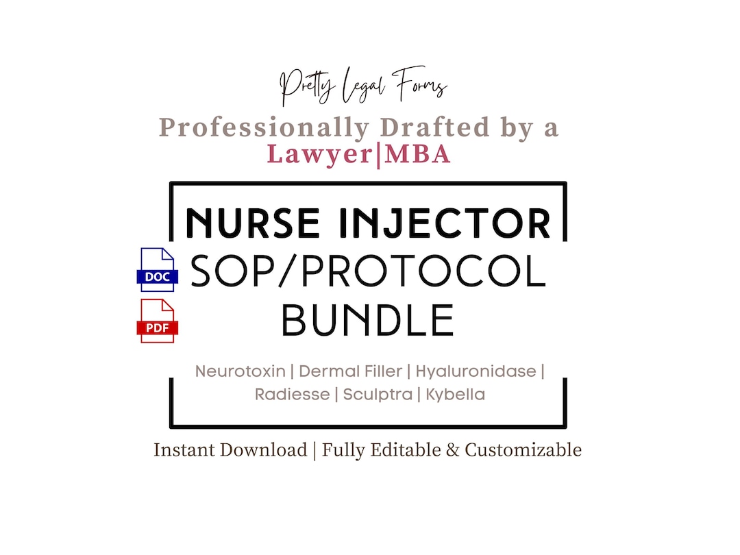 Tox Injector Form Nurse Injector Sop Protocol Bundle for Toxin and Dermal Filler ...