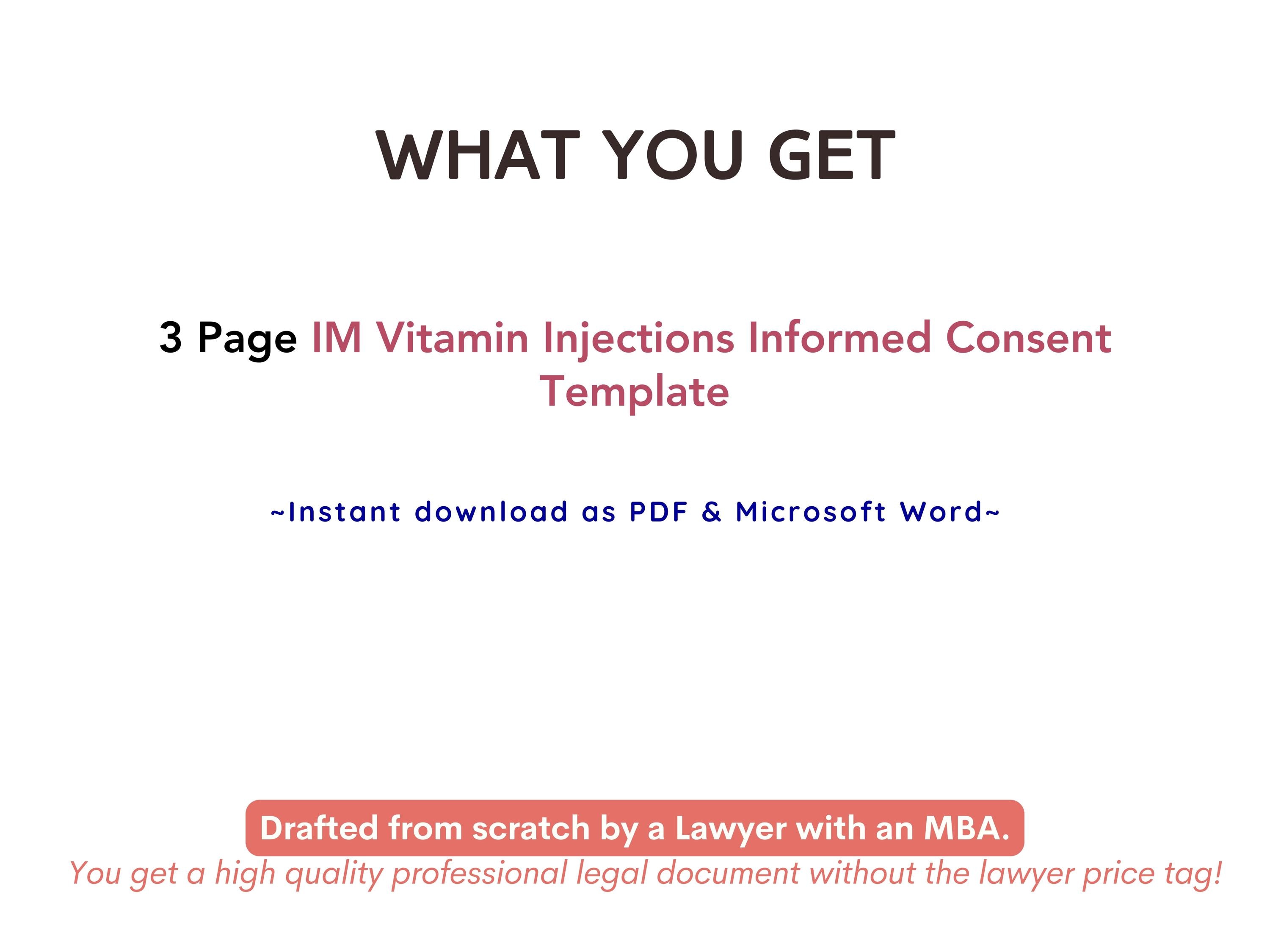 IM Vitamin Injections Informed Consent Form Template (B-12, B-complex ...