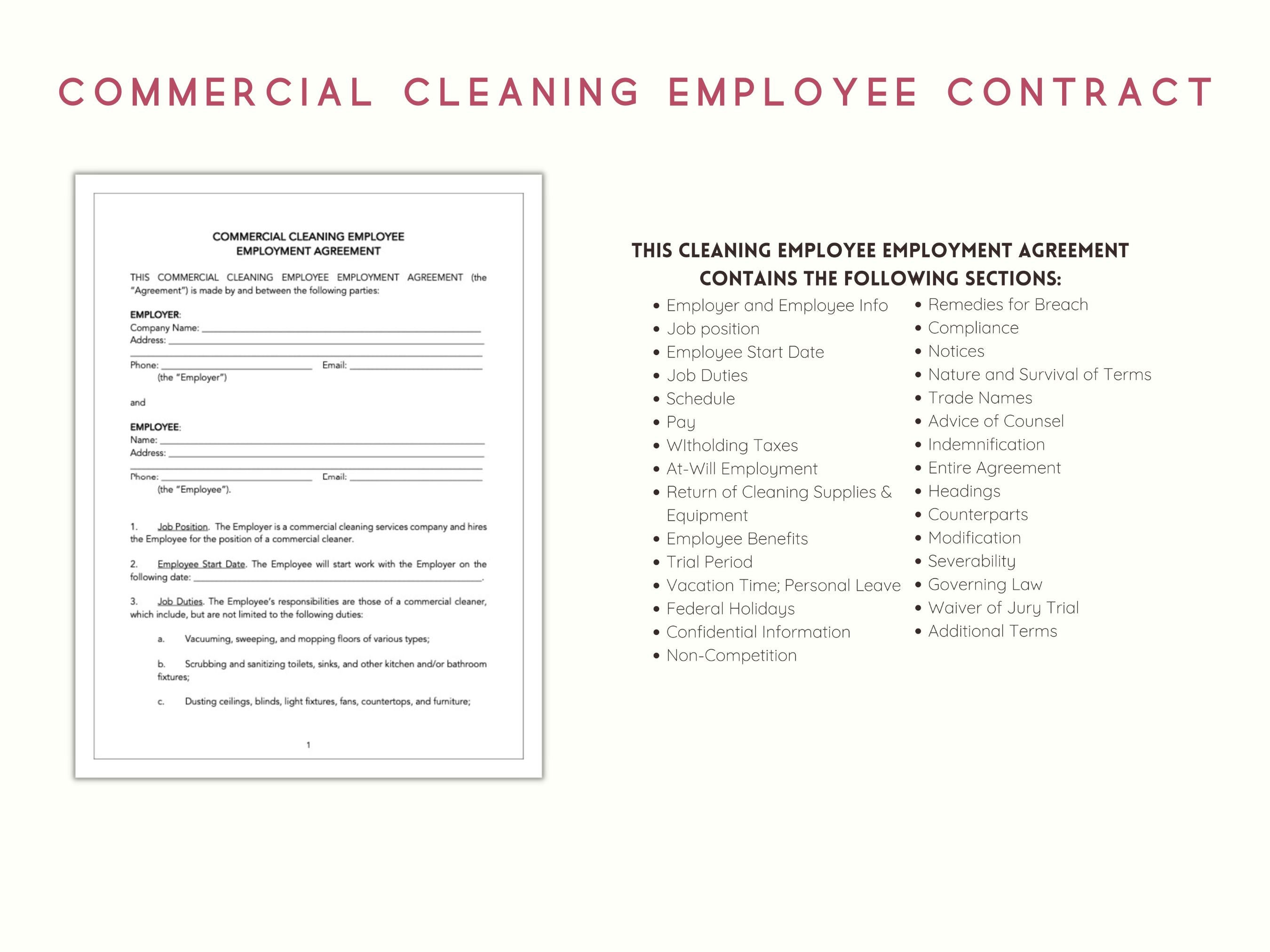 Commercial Cleaning Legal Bundle, Cleaning Service Agreement Cleaning