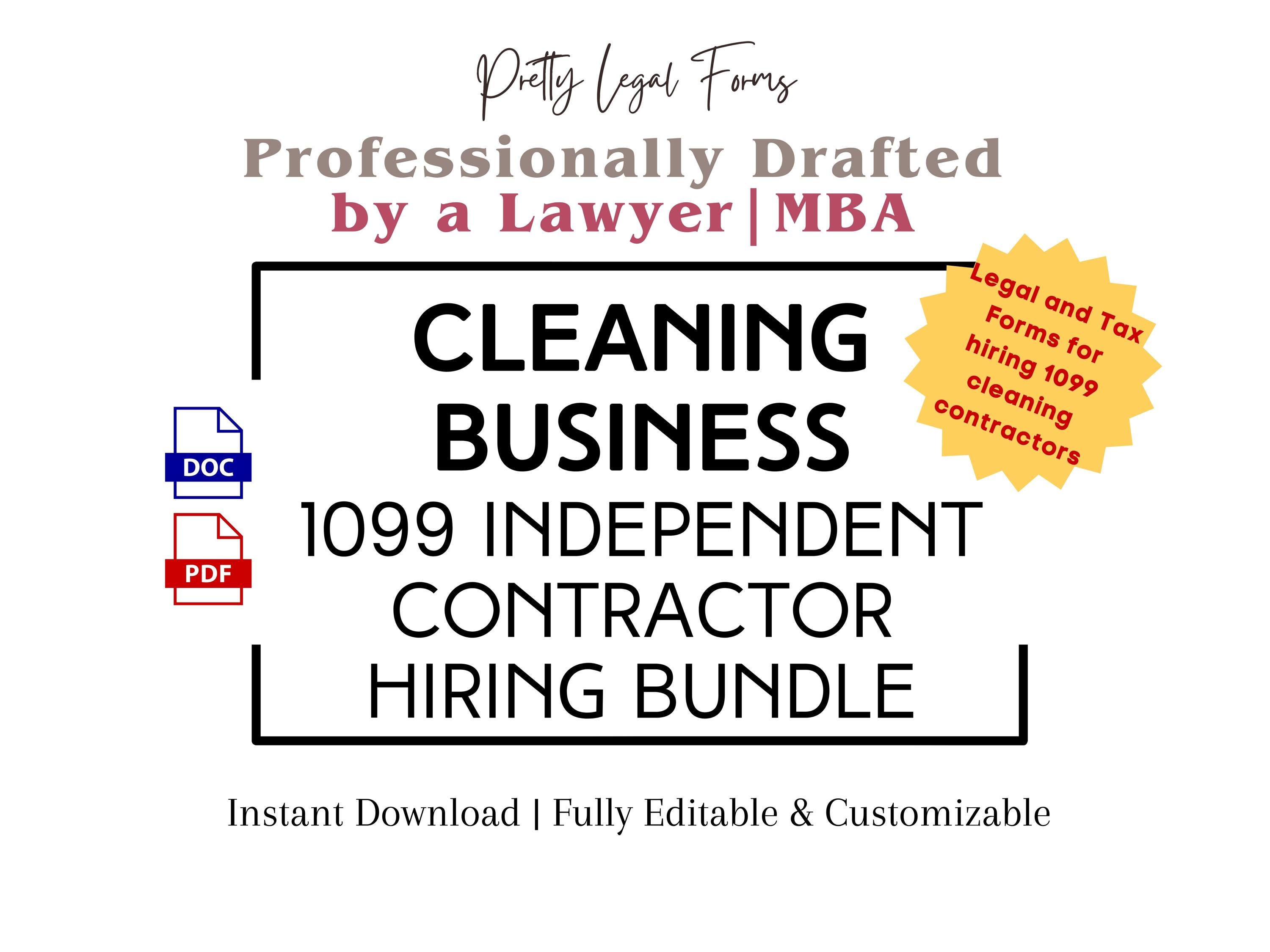 1099 Contractor Form Example 1099 Cleaner Independent Contractor Hiring Bundle, Cleaning Business ...