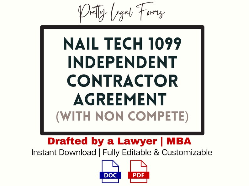 Nail Tech Independent Contractor Agreement With Non Compete and Non