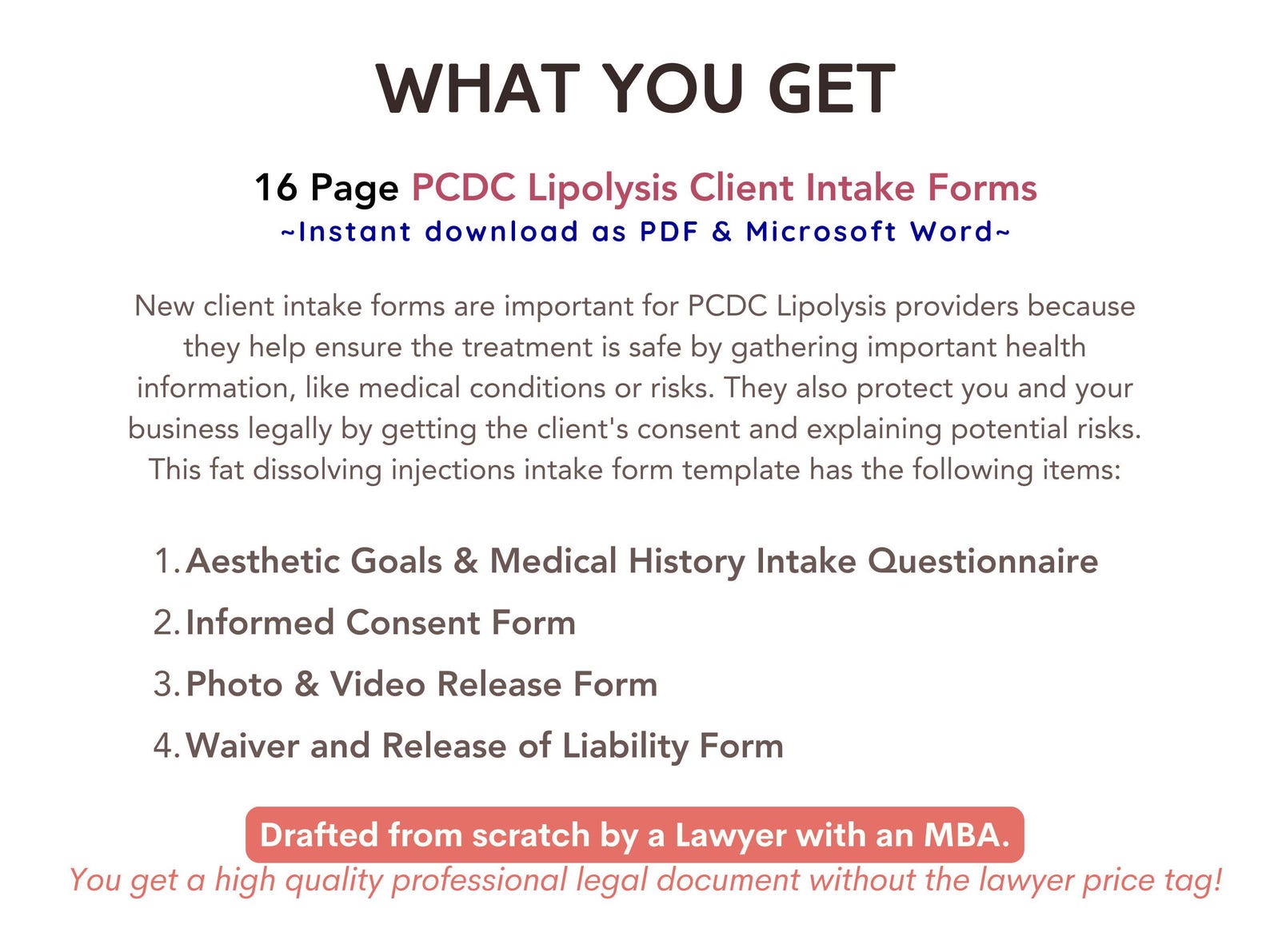 Fat Dissolving Shots Client Intake Forms PCDC Lipolysis Injections ...