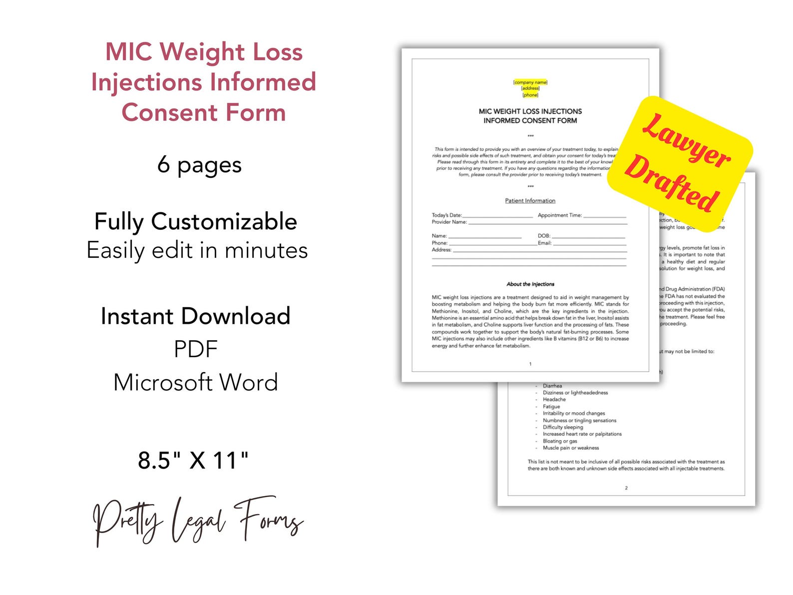 Mic Correction Form.pdf MIC Weight Loss Injections Consent Form MIC Shot Informed Consent ...