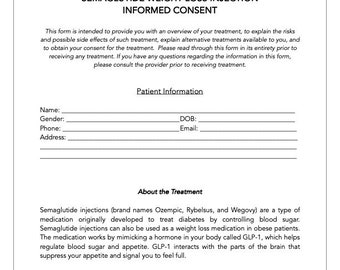 informed consent semaglutide consent form Semaglutide Consent Form Weight Loss Injection Intake Forms, Fat Loss  Patient Informed Consent Template Med Spa Form Ozempic GLP-1 Consent
